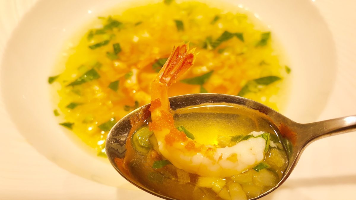 甘エビと小松菜のスープの完成画像